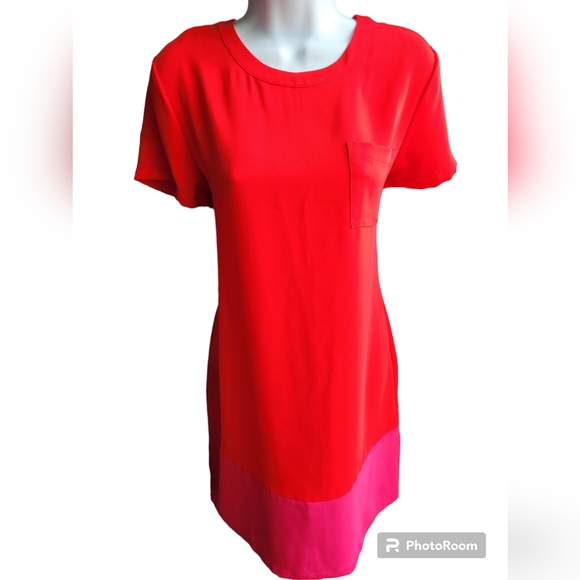 Adrienne Vittadini Dresses & Skirts - Adrienne Vittadini Red Pink Color Block Sheath Dress Size 8